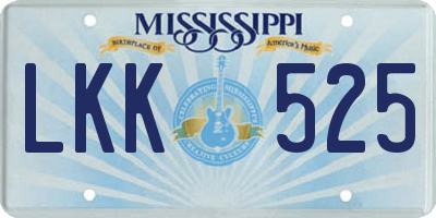 MS license plate LKK525