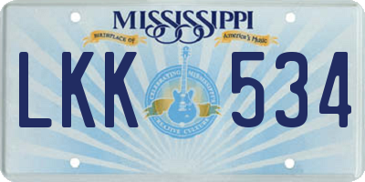 MS license plate LKK534