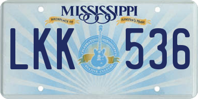 MS license plate LKK536