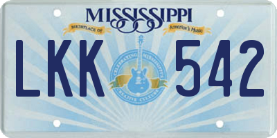 MS license plate LKK542