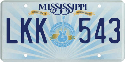 MS license plate LKK543