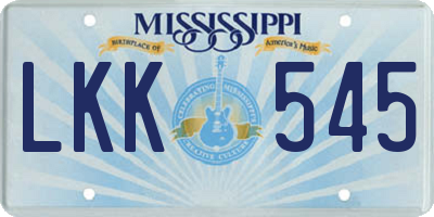 MS license plate LKK545
