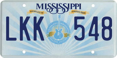 MS license plate LKK548