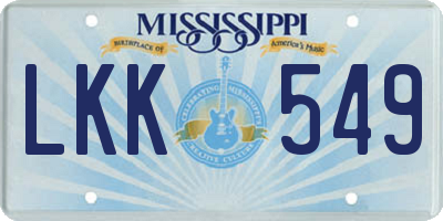 MS license plate LKK549