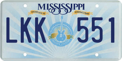 MS license plate LKK551