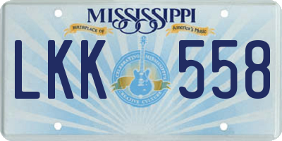 MS license plate LKK558
