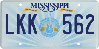 MS license plate LKK562