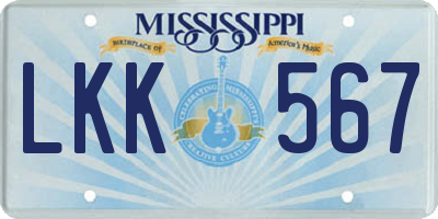 MS license plate LKK567
