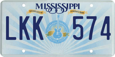 MS license plate LKK574