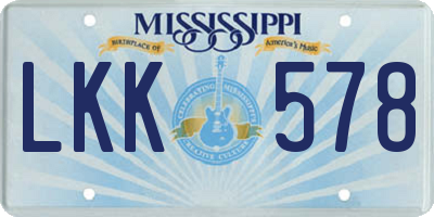 MS license plate LKK578