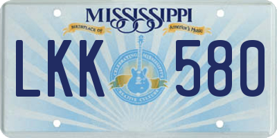 MS license plate LKK580