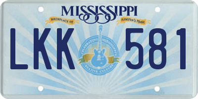 MS license plate LKK581