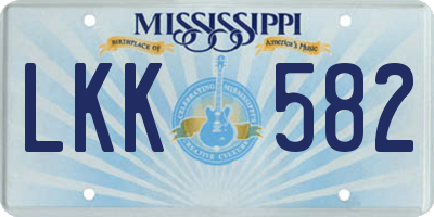 MS license plate LKK582