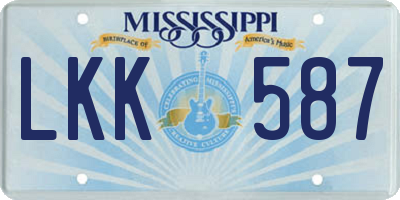 MS license plate LKK587