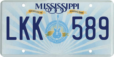 MS license plate LKK589