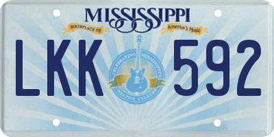 MS license plate LKK592