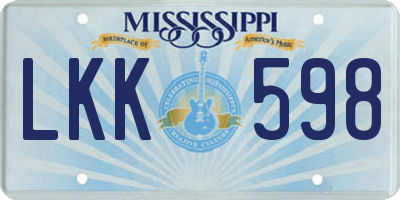 MS license plate LKK598