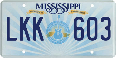 MS license plate LKK603