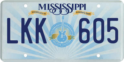 MS license plate LKK605