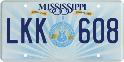 MS license plate LKK608