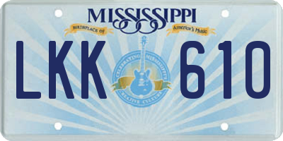 MS license plate LKK610