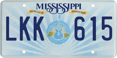 MS license plate LKK615