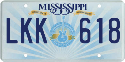 MS license plate LKK618