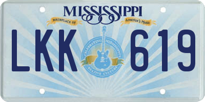 MS license plate LKK619