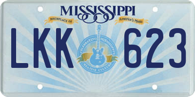 MS license plate LKK623