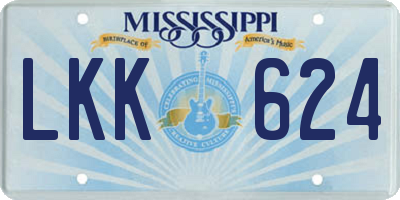 MS license plate LKK624