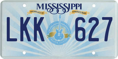 MS license plate LKK627