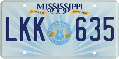 MS license plate LKK635