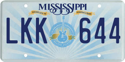 MS license plate LKK644