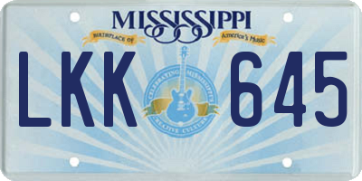 MS license plate LKK645