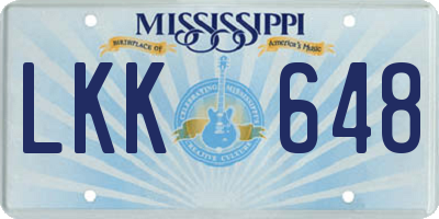 MS license plate LKK648