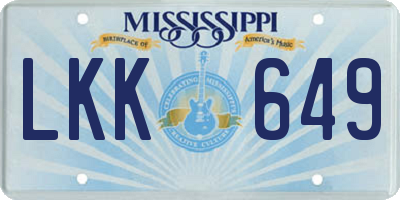 MS license plate LKK649