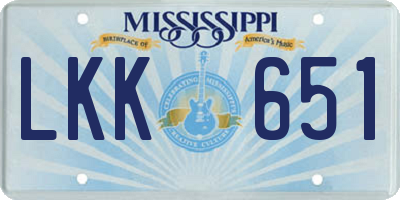 MS license plate LKK651