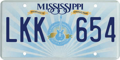 MS license plate LKK654