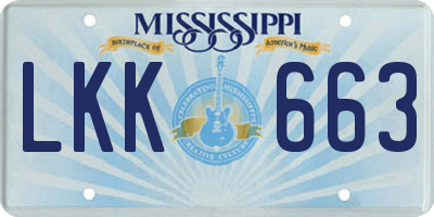 MS license plate LKK663