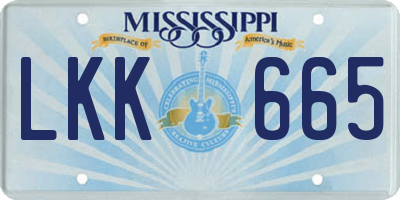 MS license plate LKK665