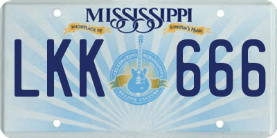 MS license plate LKK666