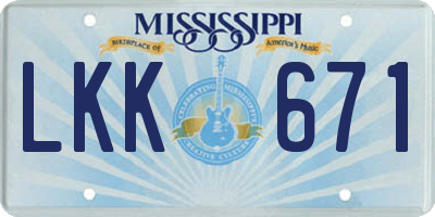MS license plate LKK671
