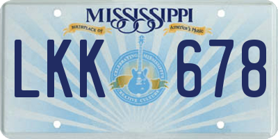 MS license plate LKK678