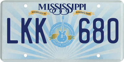MS license plate LKK680