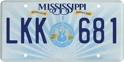 MS license plate LKK681