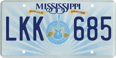 MS license plate LKK685