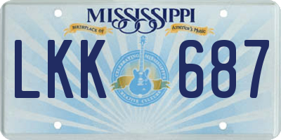 MS license plate LKK687