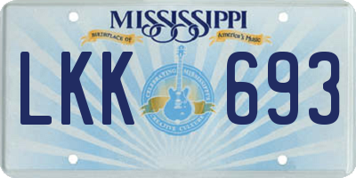 MS license plate LKK693