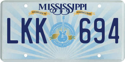 MS license plate LKK694