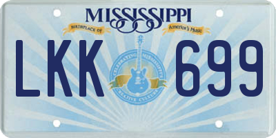 MS license plate LKK699